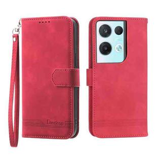 For OPPO Reno8 Dierfeng Dream Line TPU + PU Leather Phone Case(Red)