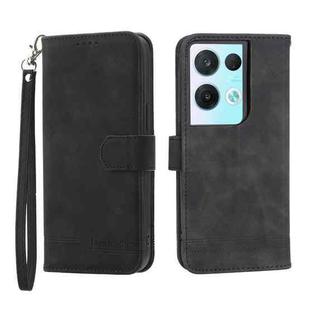 For OPPO Reno8 Dierfeng Dream Line TPU + PU Leather Phone Case(Black)