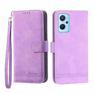 For Realme 9i Dierfeng Dream Line TPU + PU Leather Phone Case(Purple)