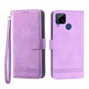 For Realme C12 / C15 / C25 Dierfeng Dream Line TPU + PU Leather Phone Case(Purple)