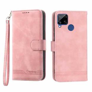 For Realme C12 / C15 / C25 Dierfeng Dream Line TPU + PU Leather Phone Case(Pink)