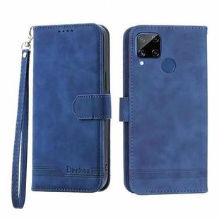 For Realme C12 / C15 / C25 Dierfeng Dream Line TPU + PU Leather Phone Case(Blue)