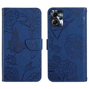 For Motorola Moto G23 4G/G13 4G HT03 Skin Feel Butterfly Embossed Flip Leather Phone Case(Blue)