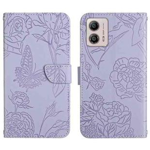 For Motorola Moto G53 5G/G13/G23 HT03 Skin Feel Butterfly Embossed Flip Leather Phone Case(Purple)