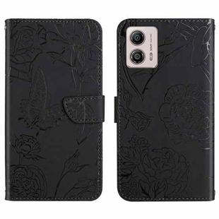 For Motorola Moto G53 5G/G13/G23 HT03 Skin Feel Butterfly Embossed Flip Leather Phone Case(Black)