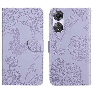 For OPPO A58 5G/A78 5G HT03 Skin Feel Butterfly Embossed Flip Leather Phone Case(Purple)