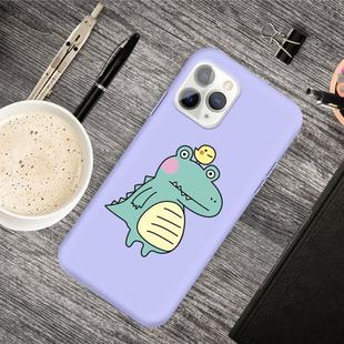 For iPhone 11 Pro Cartoon Animal Pattern Shockproof TPU Protective Case(Purple Crocodile Bird)