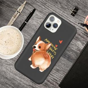 For iPhone 11 Pro Cartoon Animal Pattern Shockproof TPU Protective Case(Black Corgi)