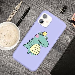 For iPhone 11 Cartoon Animal Pattern Shockproof TPU Protective Case(Purple Crocodile Bird)