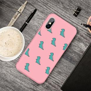 For iPhone XS / X Cartoon Animal Pattern Shockproof TPU Protective Case(Pink Dinosaurs)