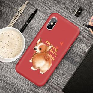 For iPhone XS / X Cartoon Animal Pattern Shockproof TPU Protective Case(Red Corgi)