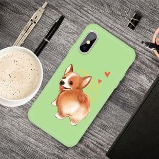 For iPhone XS / X Cartoon Animal Pattern Shockproof TPU Protective Case(Green Corgi)