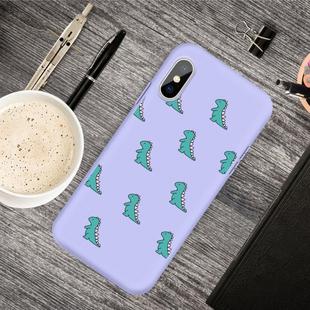 For iPhone XS / X Cartoon Animal Pattern Shockproof TPU Protective Case(Purple Dinosaurs)