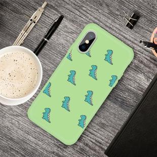For iPhone XS Max Cartoon Animal Pattern Shockproof TPU Protective Case(Green Dinosaurs)