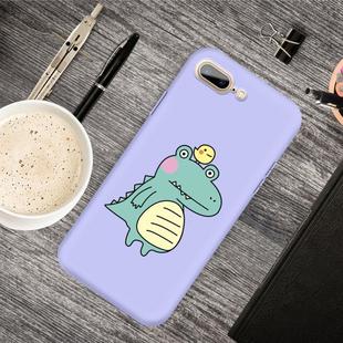 For iPhone 8 Plus & 7 Plus Cartoon Animal Pattern Shockproof TPU Protective Case(Purple Crocodile Bird)