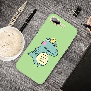 For iPhone 8 Plus & 7 Plus Cartoon Animal Pattern Shockproof TPU Protective Case(Green Crocodile Bird)