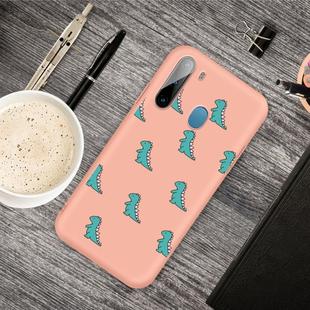 For Galaxy A11 Cartoon Animal Pattern Shockproof TPU Protective Case(Orange Dinosaurs)