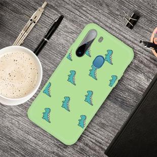 For Galaxy A11 Cartoon Animal Pattern Shockproof TPU Protective Case(Green Dinosaurs)