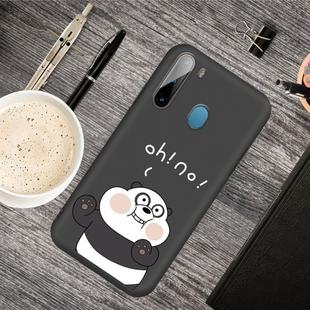 For Galaxy A21 Cartoon Animal Pattern Shockproof TPU Protective Case(Black Panda)