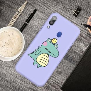 For Galaxy A30 Cartoon Animal Pattern Shockproof TPU Protective Case(Purple Crocodile Bird)