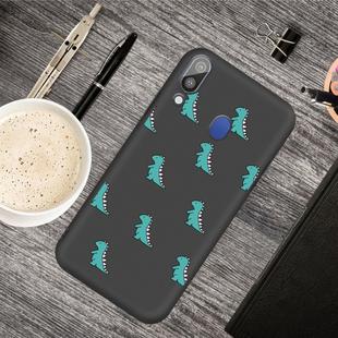 For Galaxy A40 Cartoon Animal Pattern Shockproof TPU Protective Case(Black Dinosaurs)