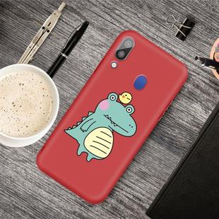 For Galaxy A40 Cartoon Animal Pattern Shockproof TPU Protective Case(Red Crocodile Bird)