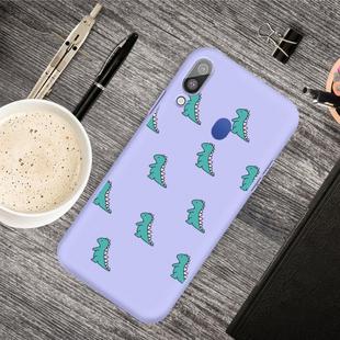 For Galaxy A40 Cartoon Animal Pattern Shockproof TPU Protective Case(Purple Dinosaurs)