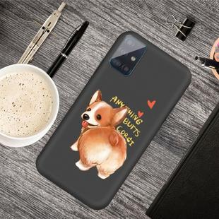 For Galaxy A51 Cartoon Animal Pattern Shockproof TPU Protective Case(Black Corgi)