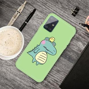 For Galaxy A51 Cartoon Animal Pattern Shockproof TPU Protective Case(Green Crocodile Bird)