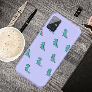 For Galaxy A51 Cartoon Animal Pattern Shockproof TPU Protective Case(Purple Dinosaurs)