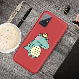 For Galaxy A71 Cartoon Animal Pattern Shockproof TPU Protective Case(Red Crocodile Bird)