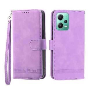 For Xiaomi Redmi Note 12 Global Dierfeng Dream Line TPU + PU Leather Phone Case(Purple)