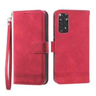 For Xiaomi Redmi Note 11 5G Dierfeng Dream Line TPU + PU Leather Phone Case(Red)