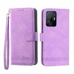 For Xiaomi Mi 11T / 11T Pro Dierfeng Dream Line TPU + PU Leather Phone Case(Purple)