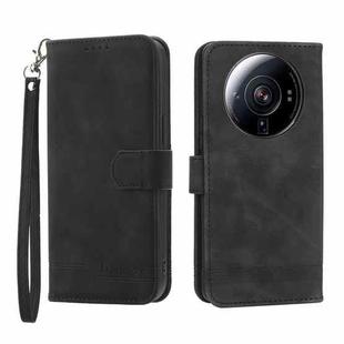 For Xiaomi 12 Ultra Dierfeng Dream Line TPU + PU Leather Phone Case(Black)