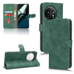 For OnePlus 11 Skin Feel Magnetic Flip Leather Phone Case(Green)