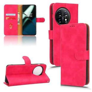 For OnePlus 11 Skin Feel Magnetic Flip Leather Phone Case(Rose Red)