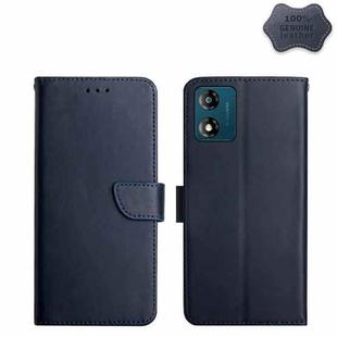 For Motorola Moto E13 4G Genuine Leather Fingerprint-proof Flip Phone Case(Blue)