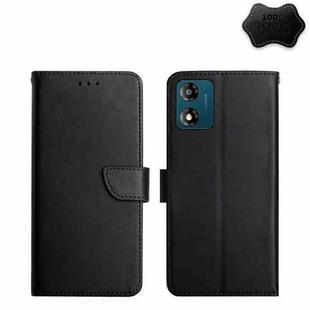 For Motorola Moto E13 4G Genuine Leather Fingerprint-proof Flip Phone Case(Black)