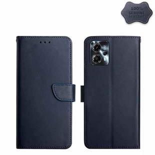 For Motorola Moto G23 4G/G13 4G Genuine Leather Fingerprint-proof Flip Phone Case(Blue)