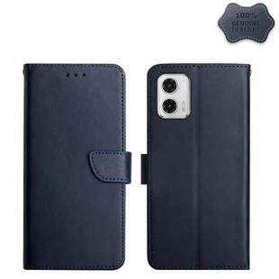 For Motorola Moto G73 5G Genuine Leather Fingerprint-proof Flip Phone Case(Blue)