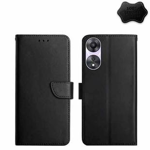For OPPO A58 5G/A78 5G Genuine Leather Fingerprint-proof Flip Phone Case(Black)