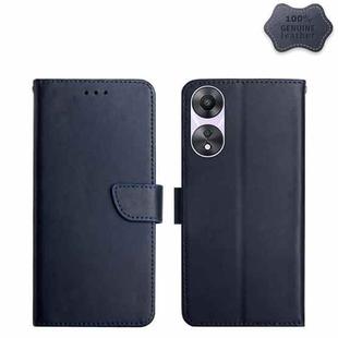 For OPPO Reno8 T 4G Genuine Leather Fingerprint-proof Flip Phone Case(Blue)