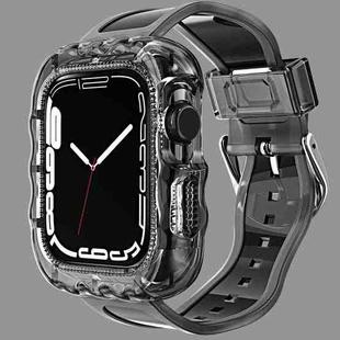TPU Integrated Case Watch Band For Apple Watch Series 8&7 41mm / SE 2&6&SE&5&4 40mm / 3&2&1 38mm(Transparent Black)