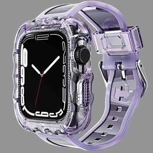 TPU Integrated Case Watch Band For Apple Watch Series 8&7 41mm / SE 2&6&SE&5&4 40mm / 3&2&1 38mm(Transparent Purple)