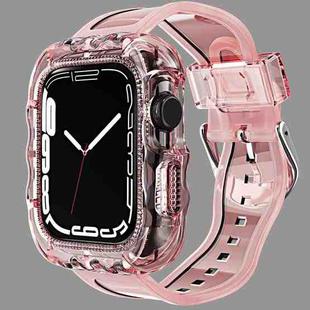 TPU Integrated Case Watch Band For Apple Watch Series 8&7 45mm / SE 2&6&SE&5&4 44mm / 3&2&1 42mm(Transparent Pink)