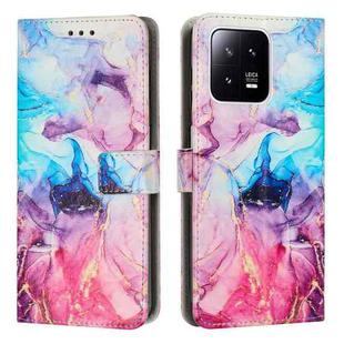 For Xiaomi 13 Painted Marble Pattern Leather Phone Case(Pink Purple)