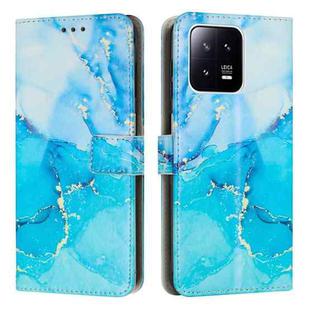 For Xiaomi 13 Painted Marble Pattern Leather Phone Case(Blue Green)