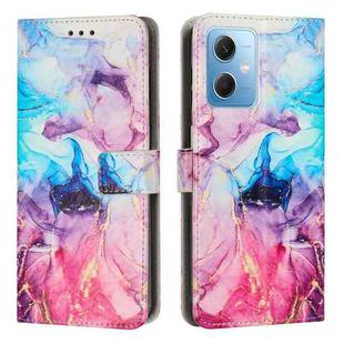 For Xiaomi Redmi Note 12 Global / Poco X5 5G Painted Marble Pattern Leather Phone Case(Pink Purple)