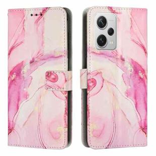 For Xiaomi Redmi Note 12 Pro 5G Global Painted Marble Pattern Leather Phone Case(Rose Gold)